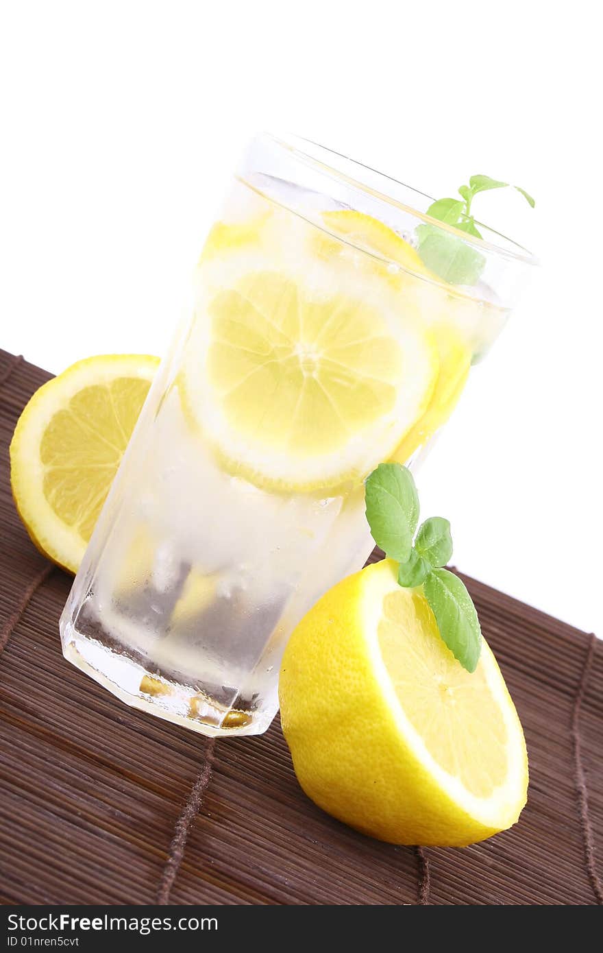 Glass of clean fresh water with lemon