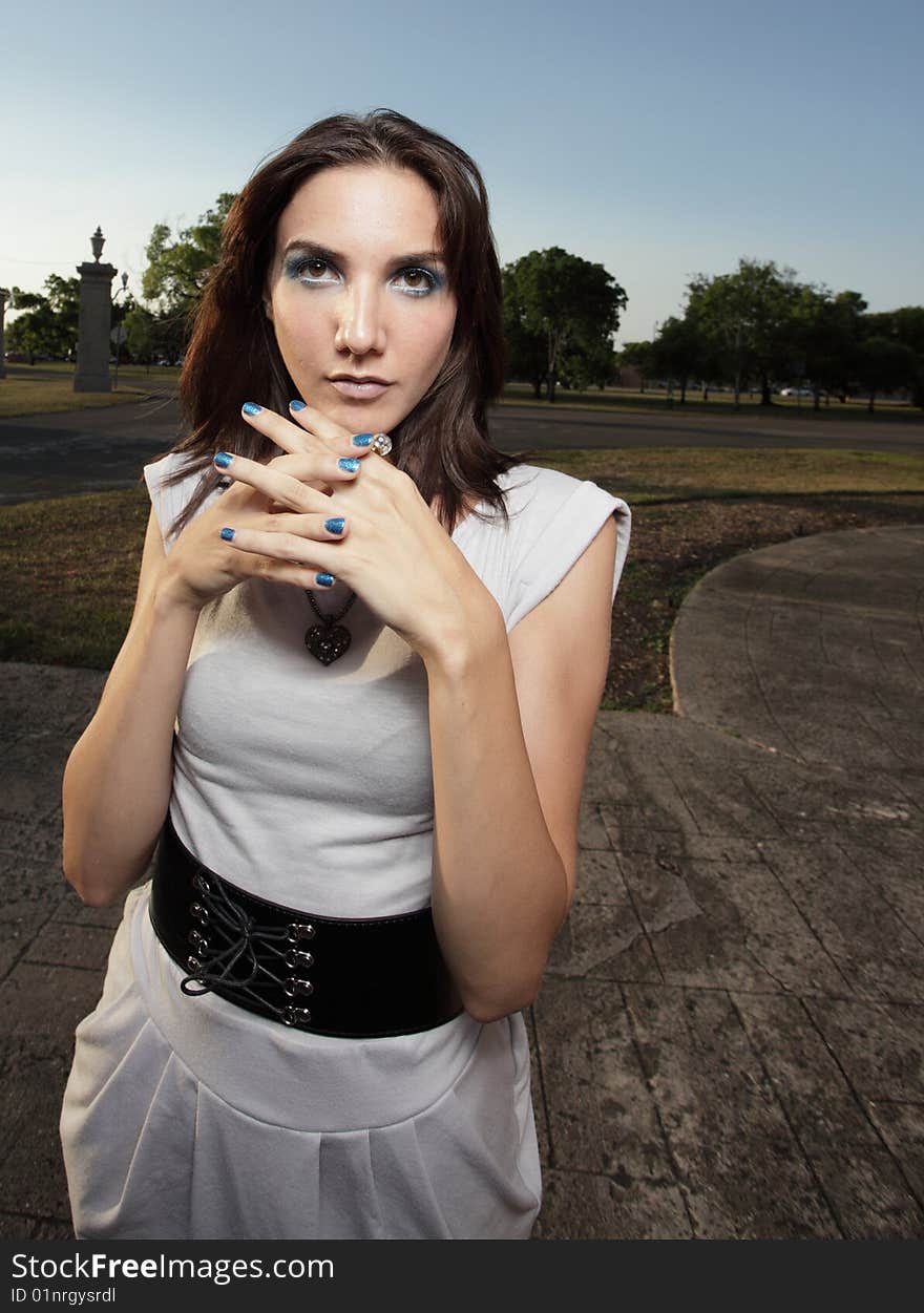 Young woman with her fingers crossed. Young woman with her fingers crossed