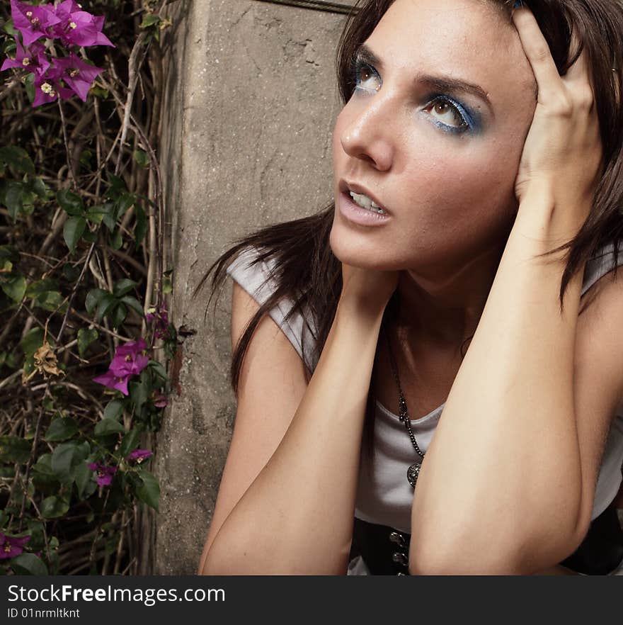 Woman expressing a displeasing facial expression. Woman expressing a displeasing facial expression