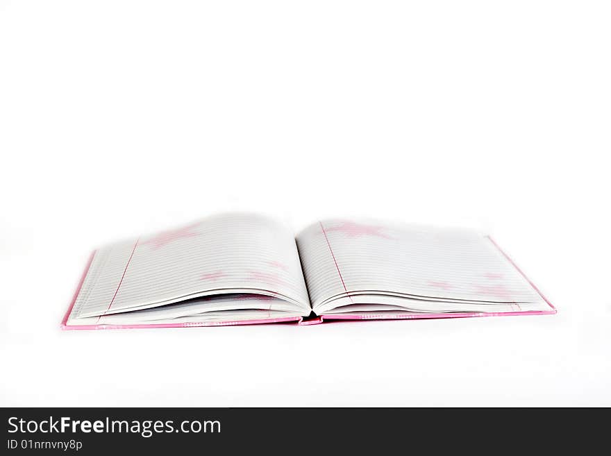 Notebook with lines and stars with pink covers. Notebook with lines and stars with pink covers