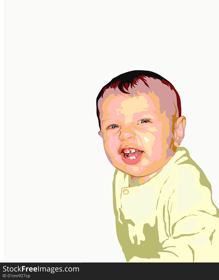 Illustration  of baby  smile  on white background