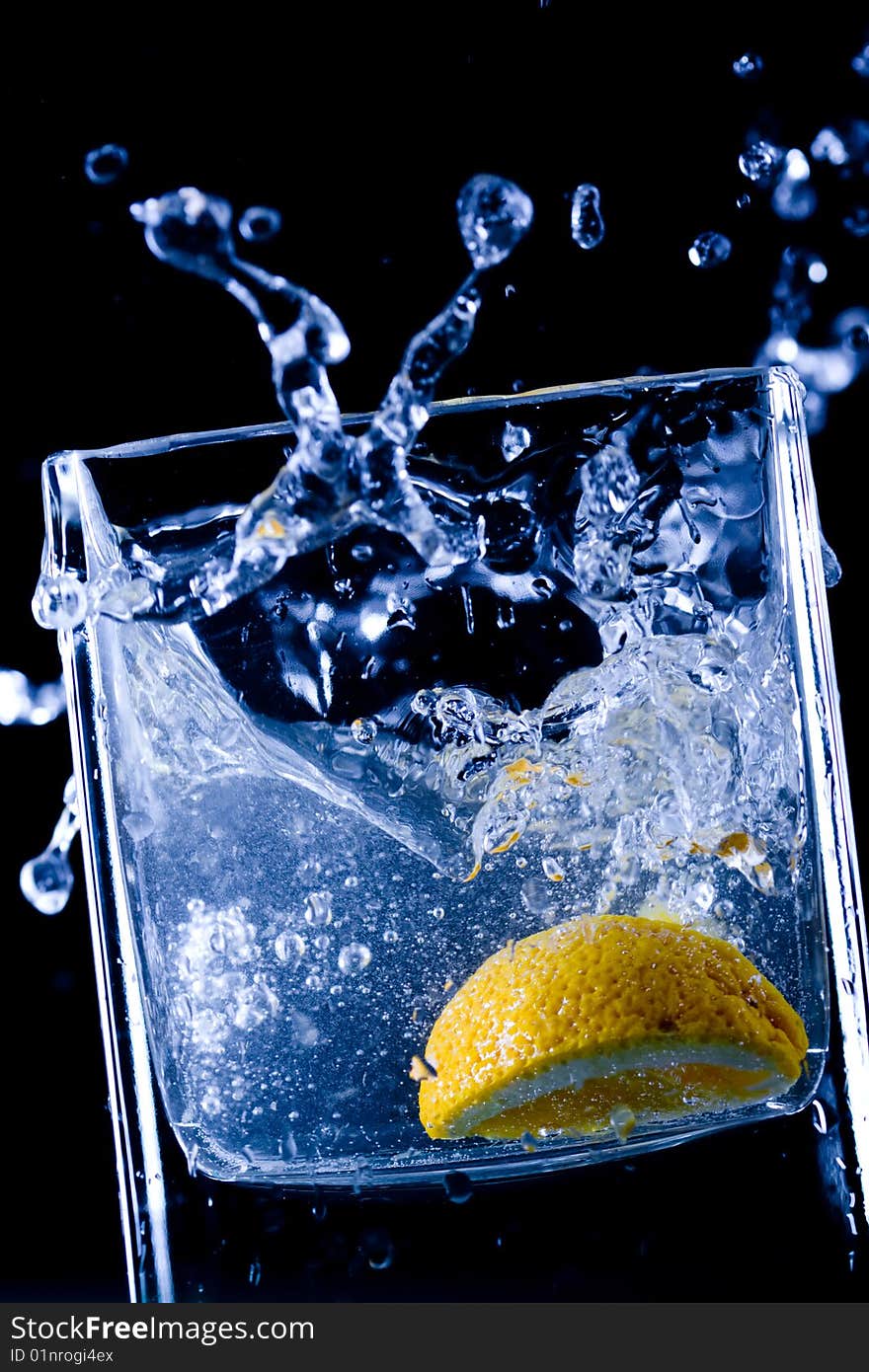 Close up view of the orange  splash in water