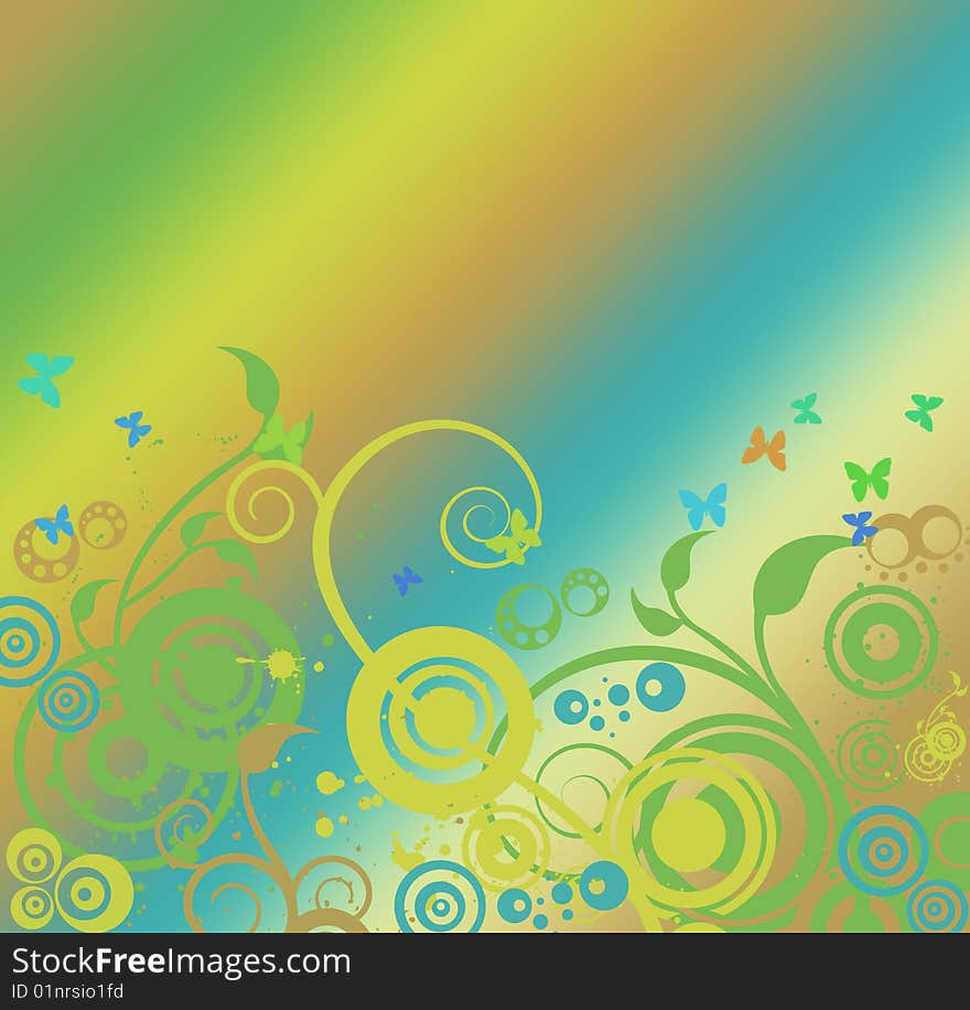 Floral    on the rainbow background. Floral    on the rainbow background