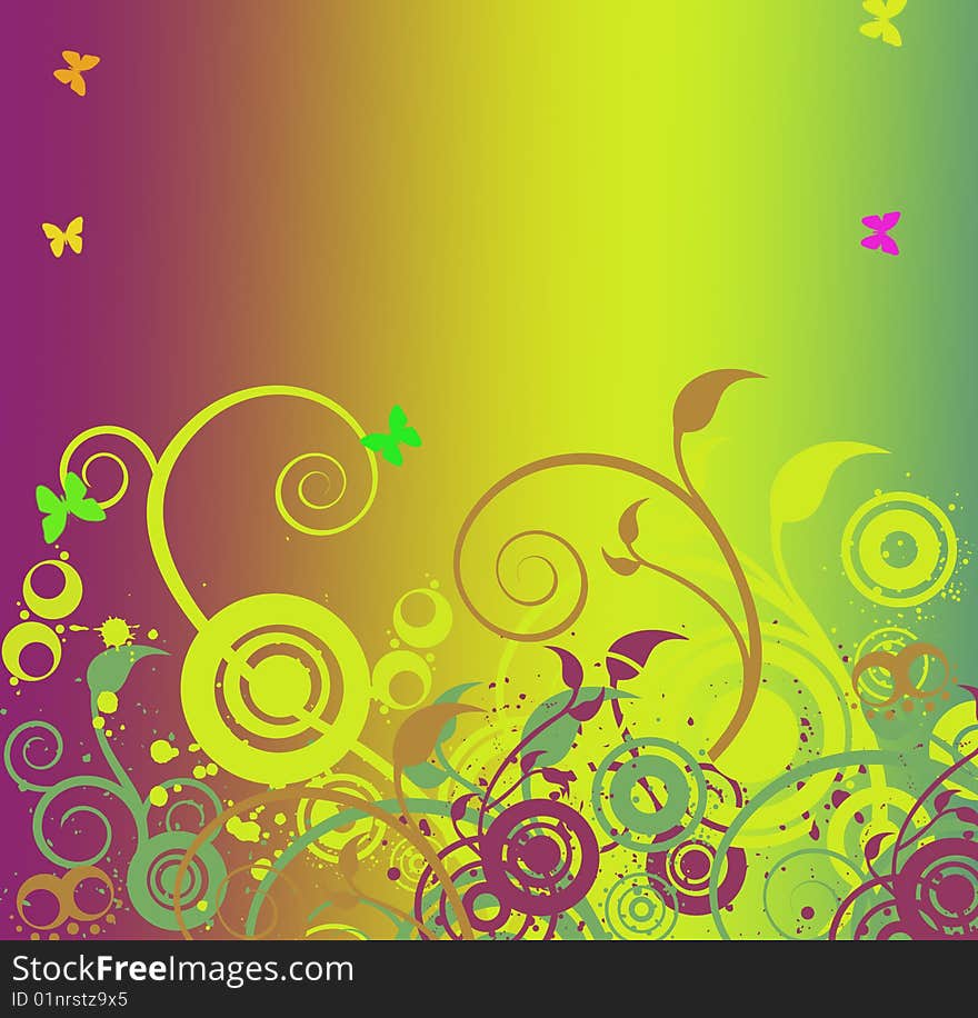 Floral on the rainbow background. Floral on the rainbow background