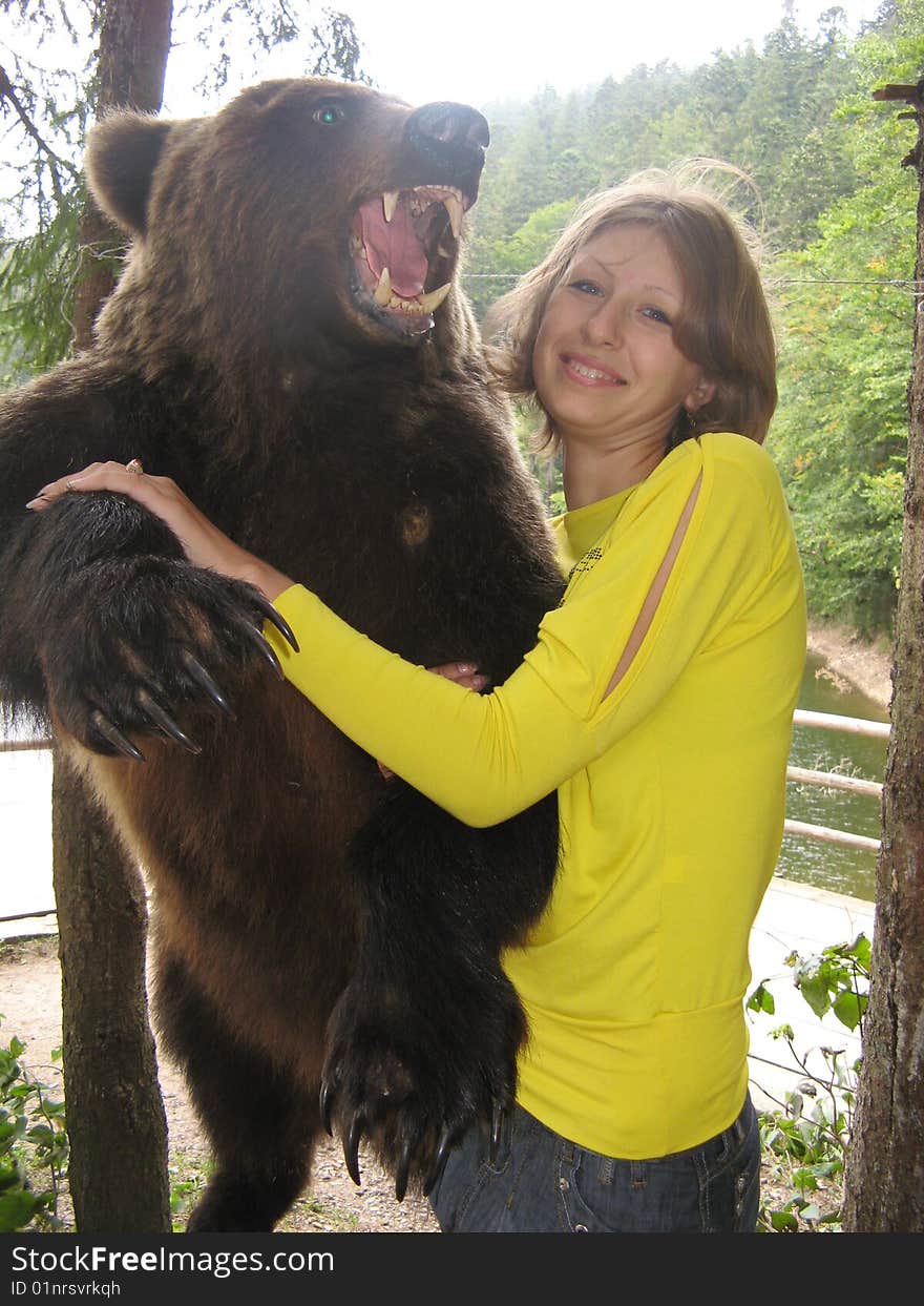 Russian Girl With Large Bear