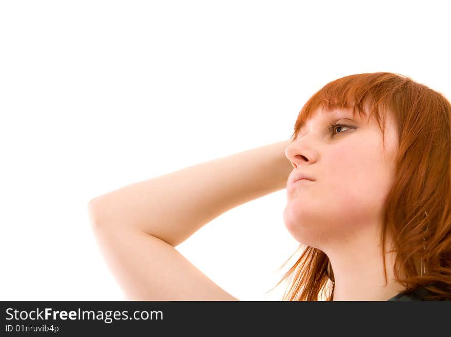 Woman on a white background