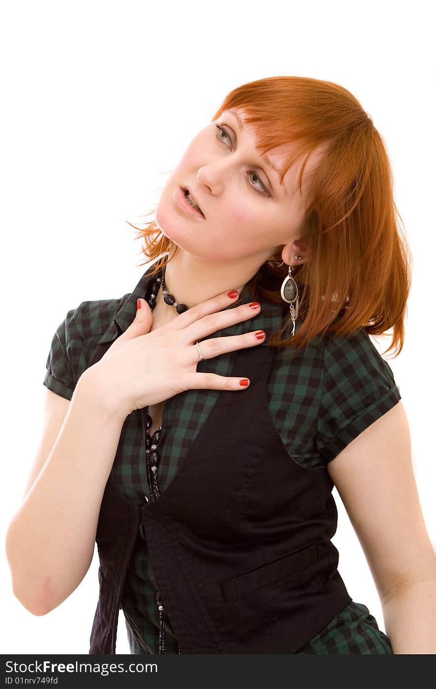 Woman on a white background