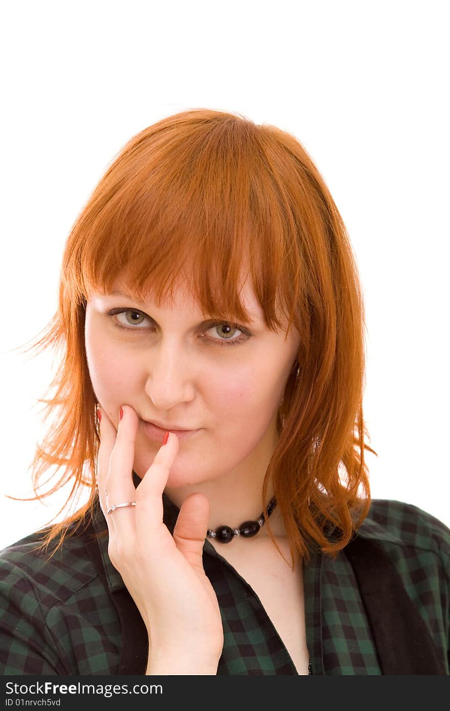 Woman on a white background