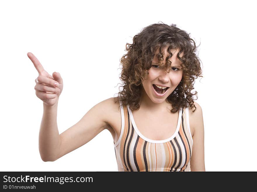 A Woman Screaming With Crazy Expression.