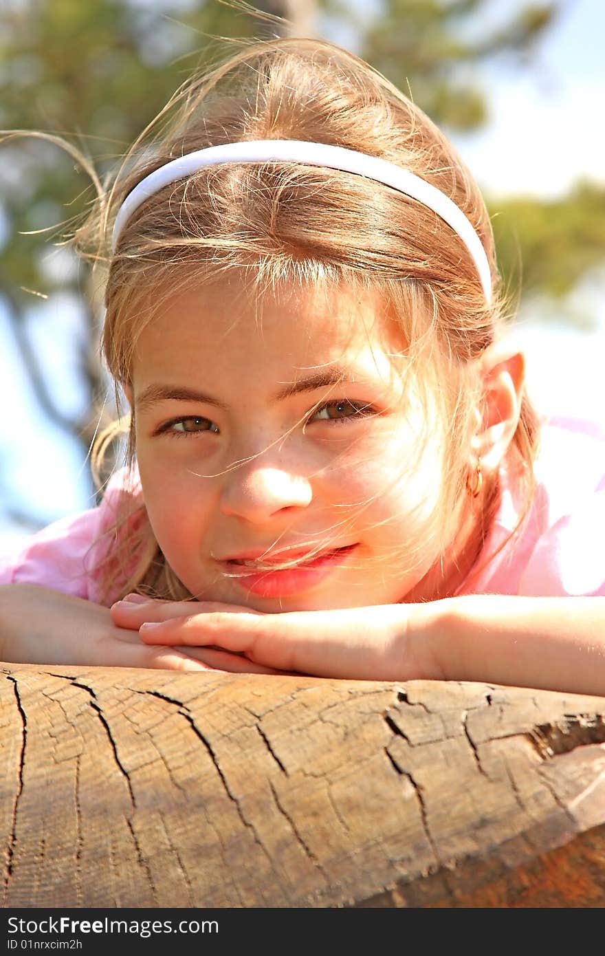 Beautiful, nine years old „pretty lady” on the bench. Beautiful, nine years old „pretty lady” on the bench