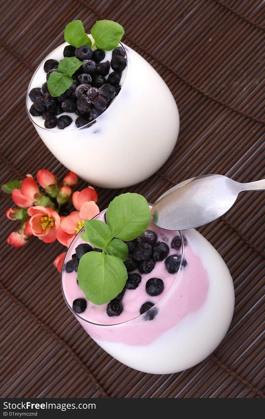 Blueberries In Yogurt