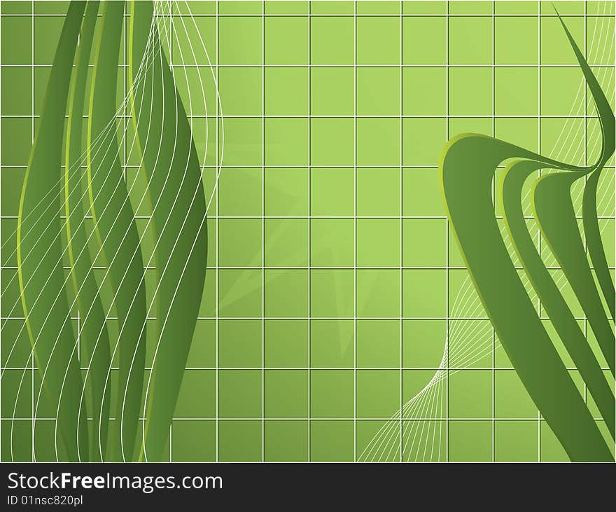 Green abstract background with waves