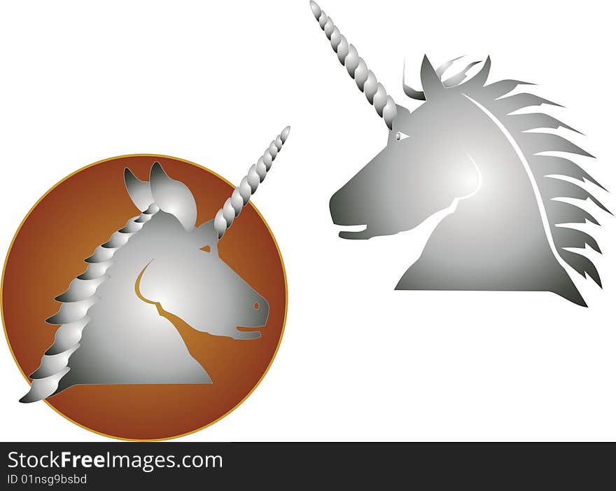 Two unicorn heads of mystical talents. Two unicorn heads of mystical talents