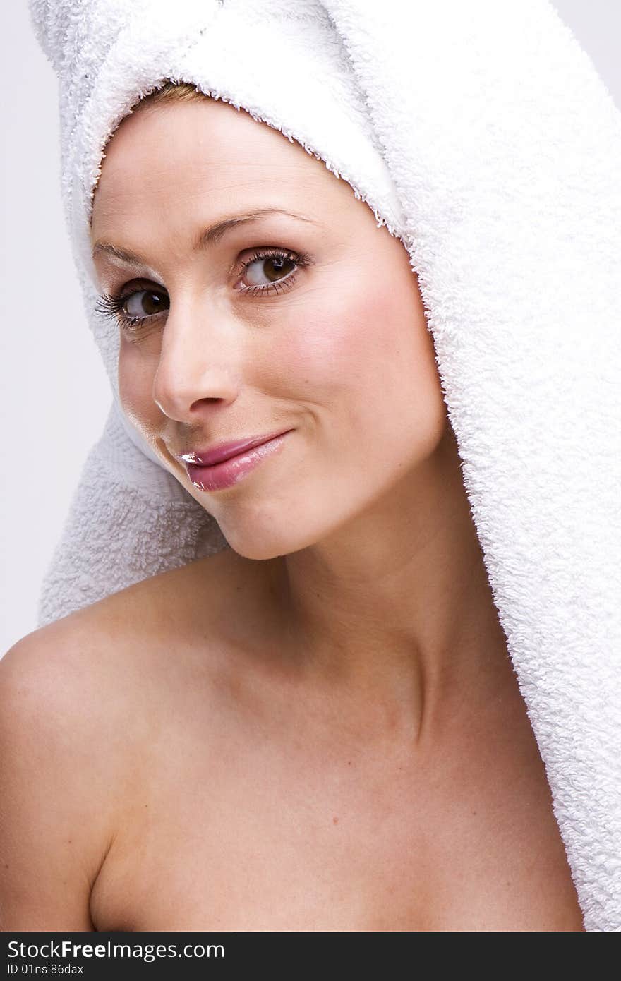 Portrait of beautiful woman before spa treatment. Portrait of beautiful woman before spa treatment