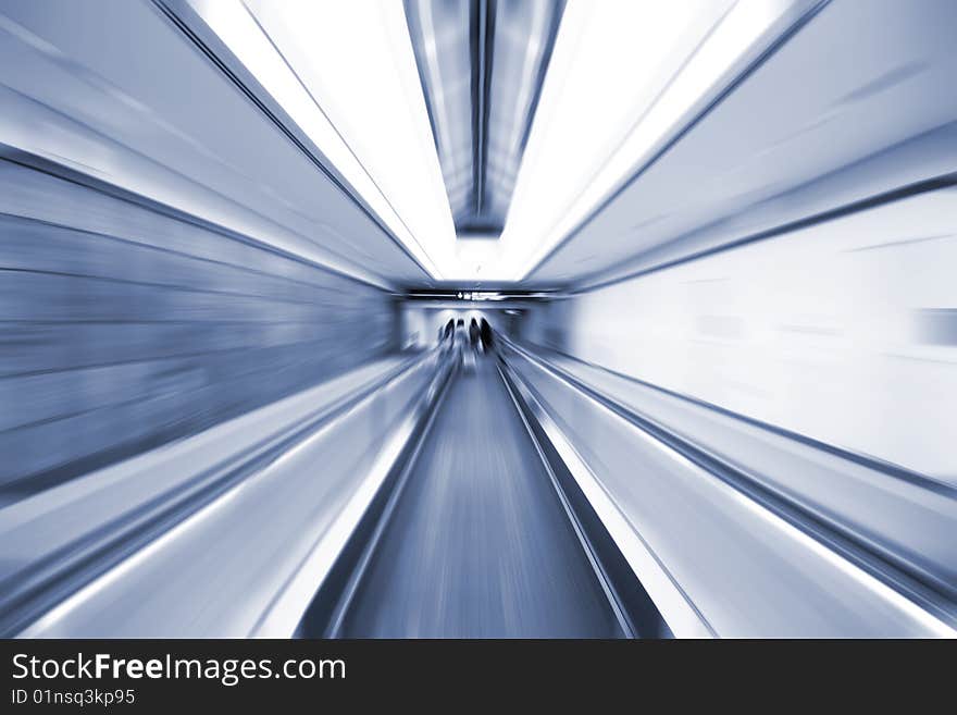 The escalator of the airport. The escalator of the airport