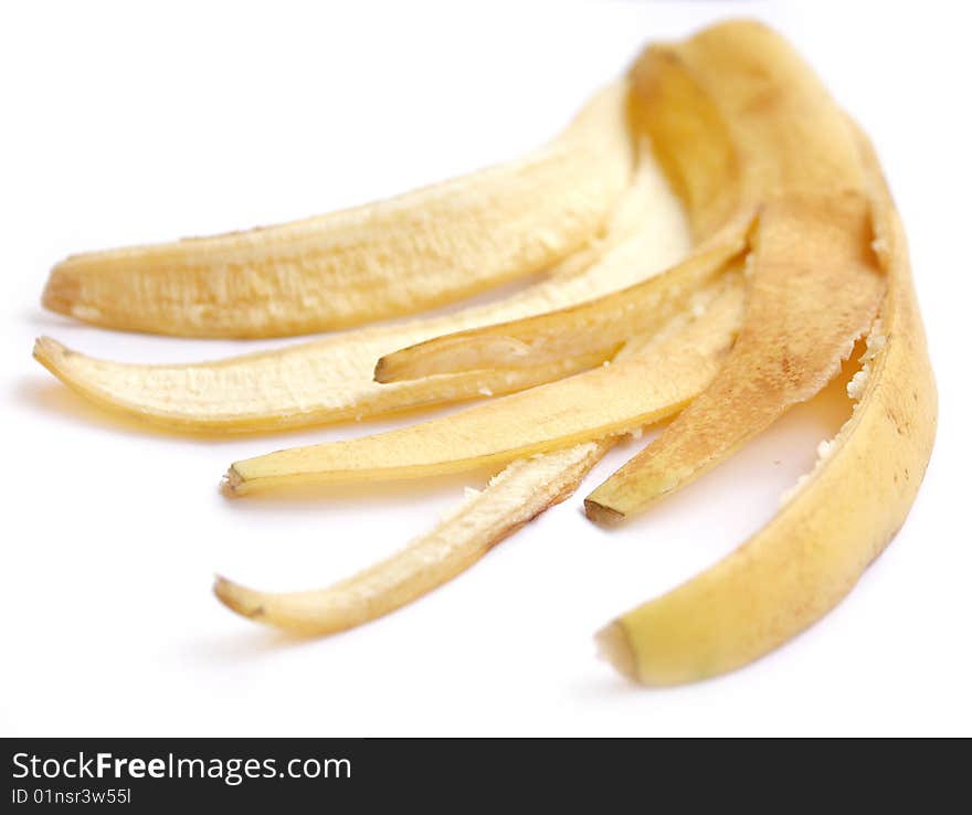 Peel of a banana on the white background