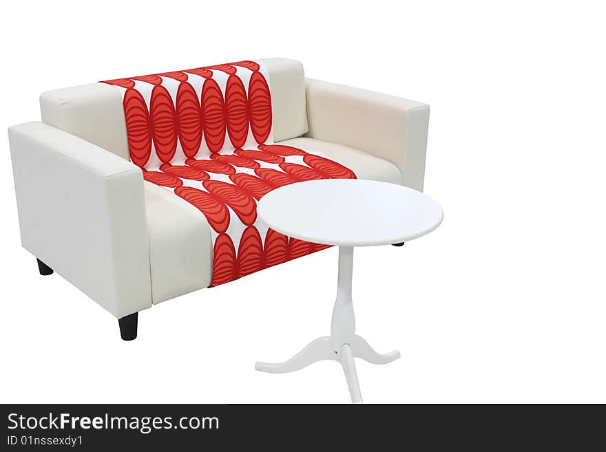 The sofa and tea table on the white background.