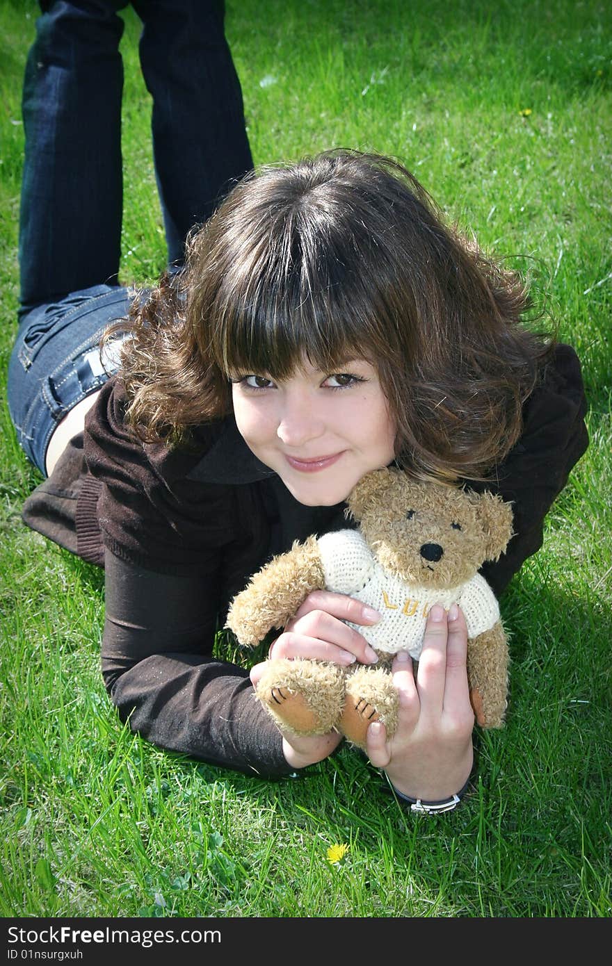 Girl with teddy bear