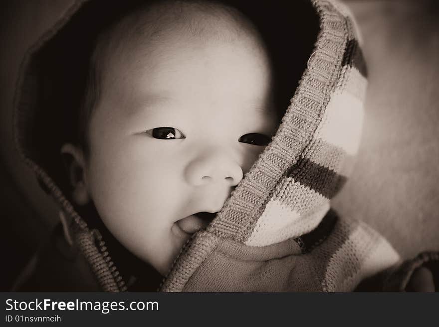 Beautiful baby portrait in sepia