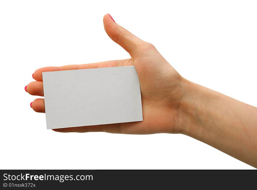 A card blank in a hand