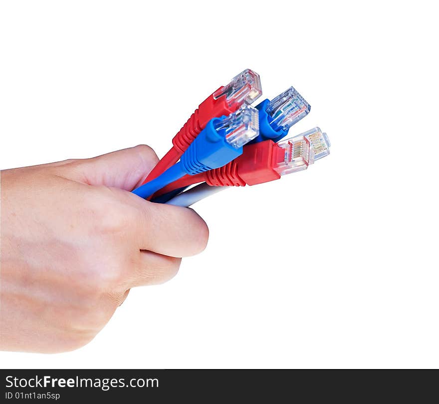 Hand Holding Net Cables