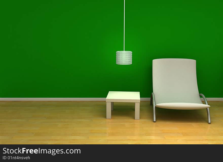 Room with green wall and furniture. Room with green wall and furniture