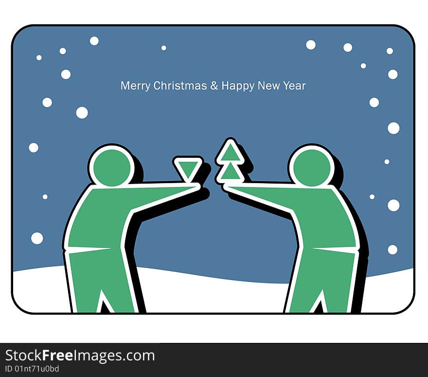 Merry Christmas and Happy New Year. Greeting card