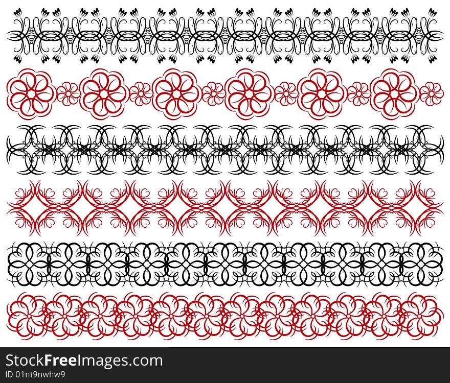 Six Decorative Lines,  Vector