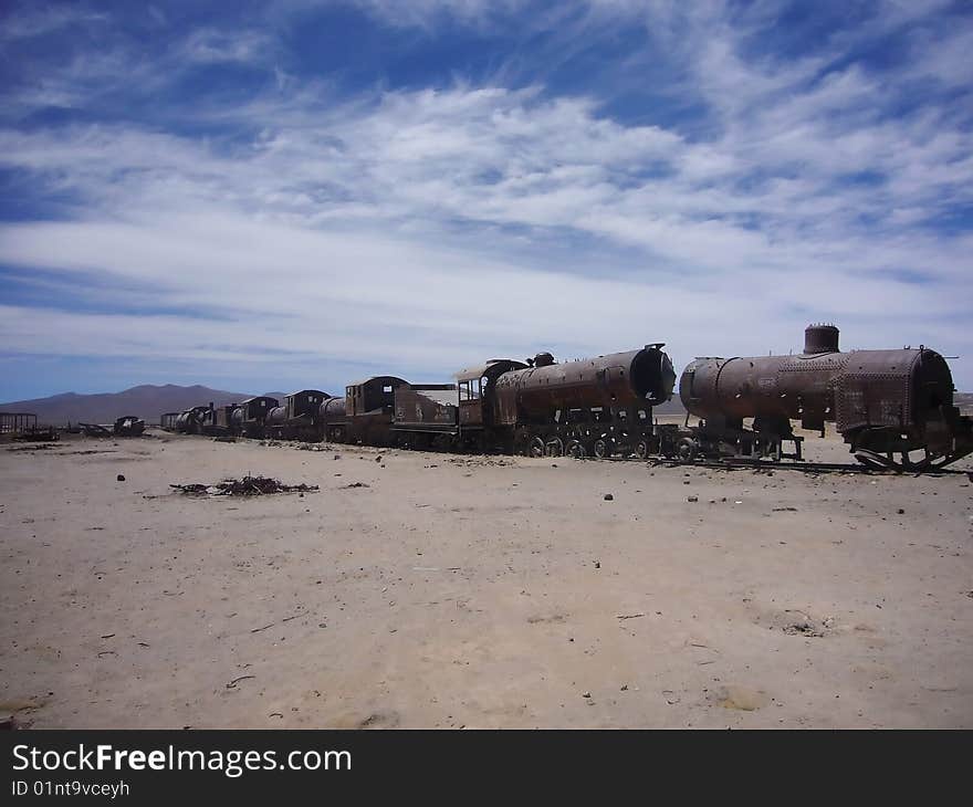 Abandoned locomotive at the desert