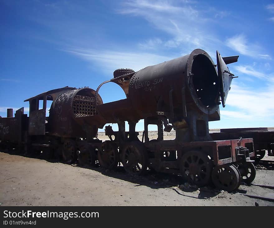 Abandoned locomotive at the desert