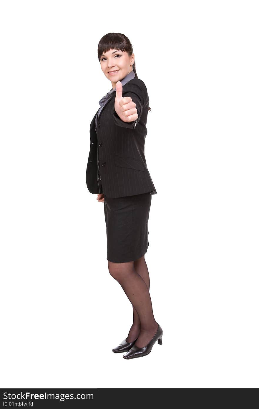 Young businesswoman over white background