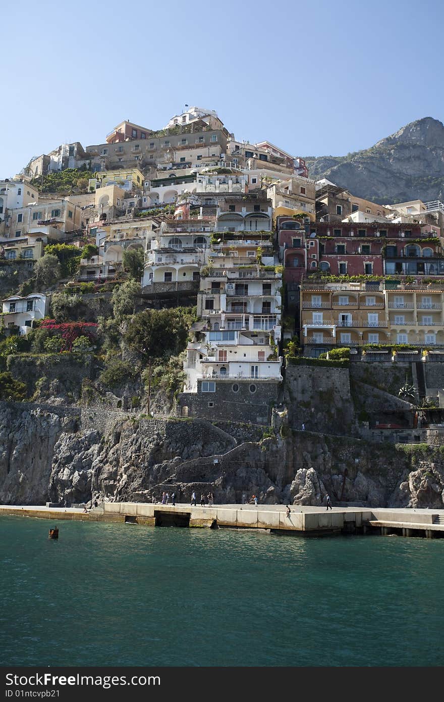 City of Positano, Amalfi Coast, Italy. View from water. City of Positano, Amalfi Coast, Italy. View from water.