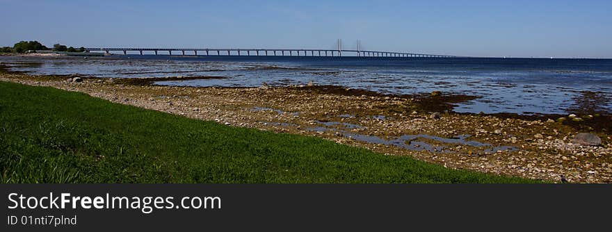 Oresund Bridge connecting Sweden and Denmark. Oresund Bridge connecting Sweden and Denmark