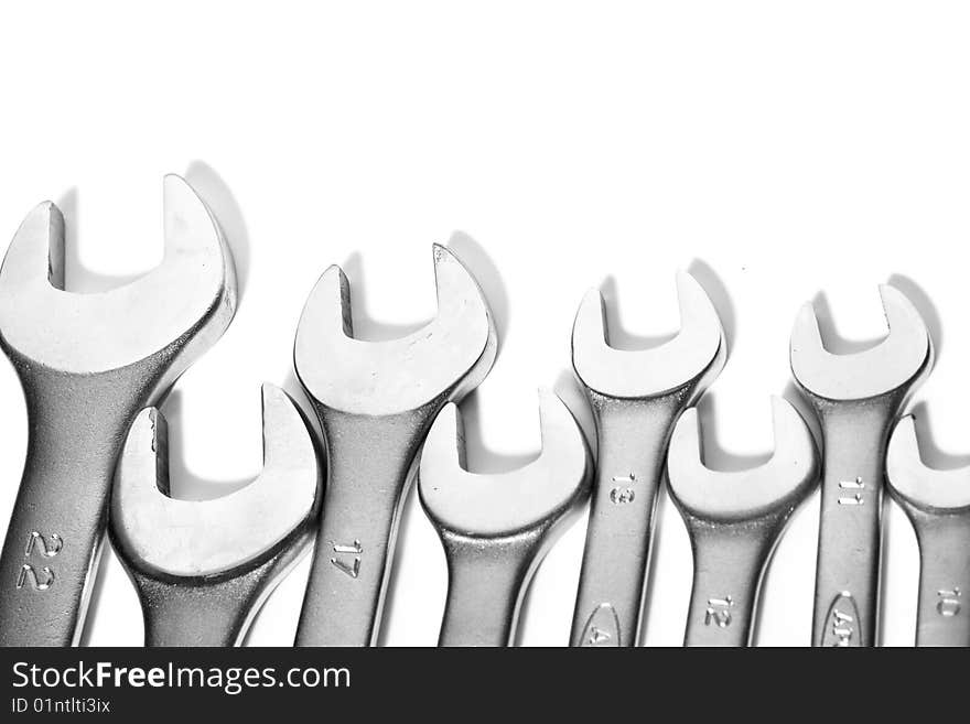 Set of wrenches on a white background is isolated