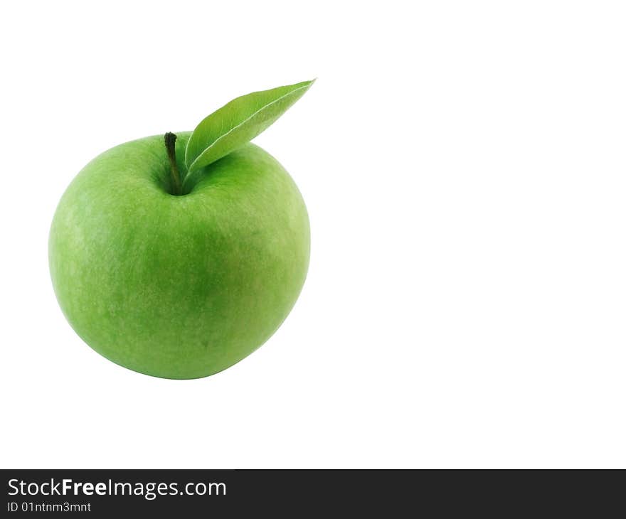 Fresh green apple on white background