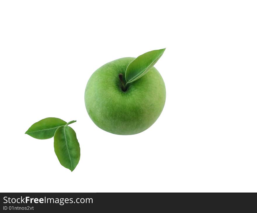 Fresh green apple on white background