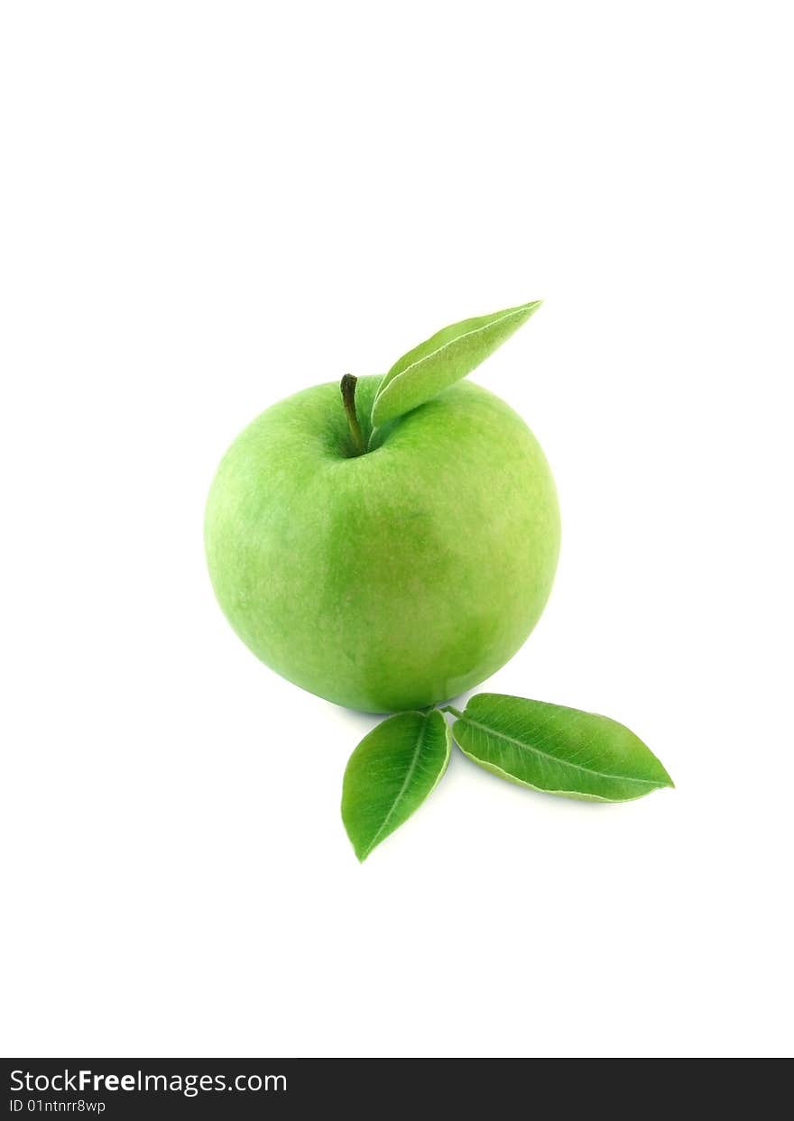 Fresh green apple on white background