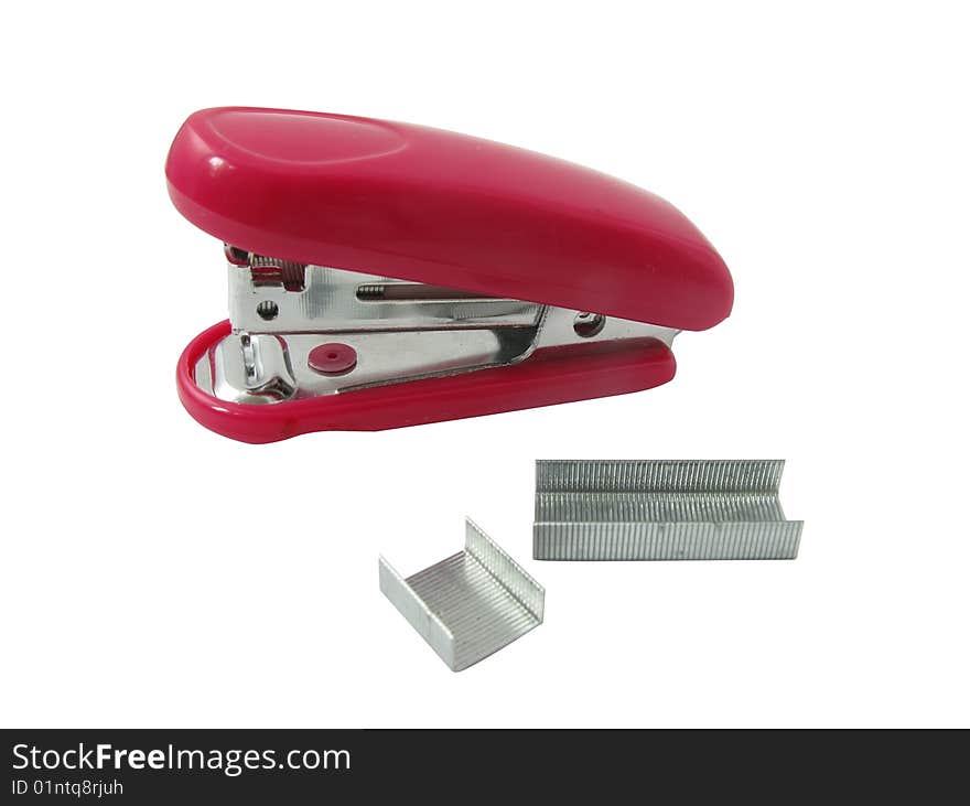 Stapler and staples isolated on the white