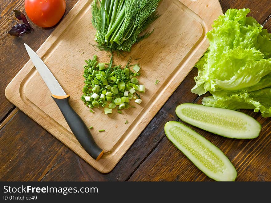 Ingredients for preparing fresh salad. Ingredients for preparing fresh salad