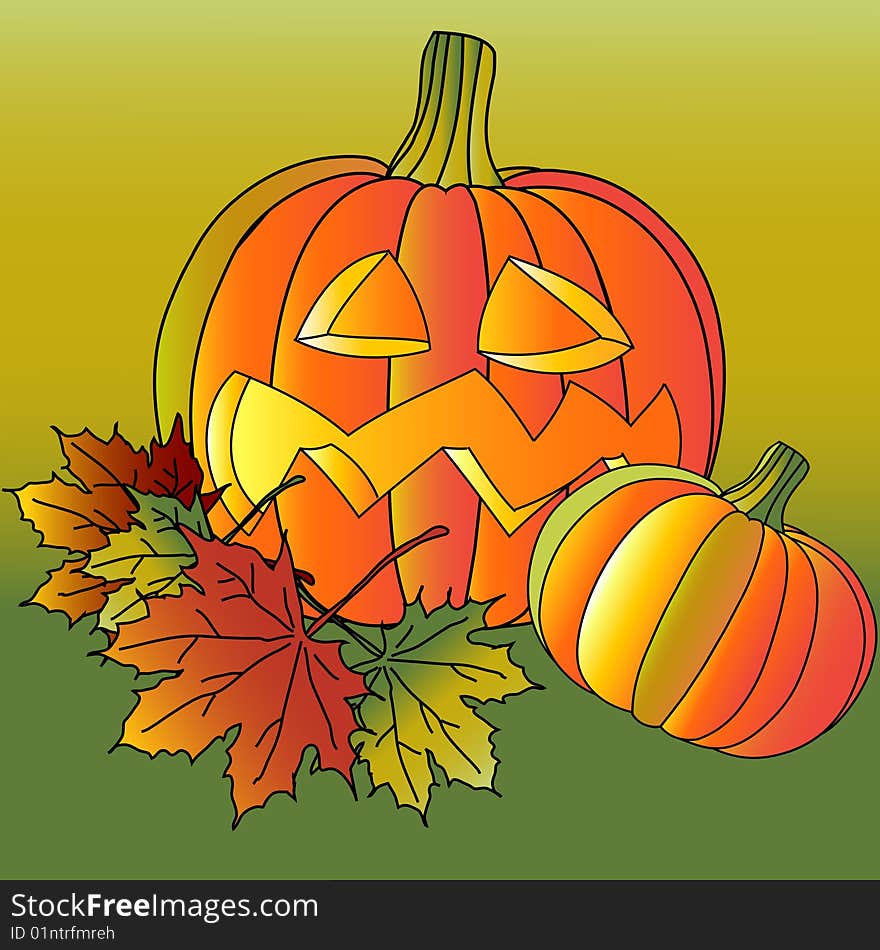 Vector illustration of Halloween pumpkins