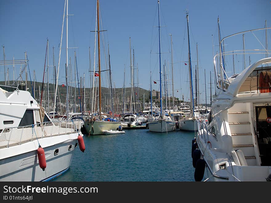 Sailboats at the bodrum yacht marina. Sailboats at the bodrum yacht marina