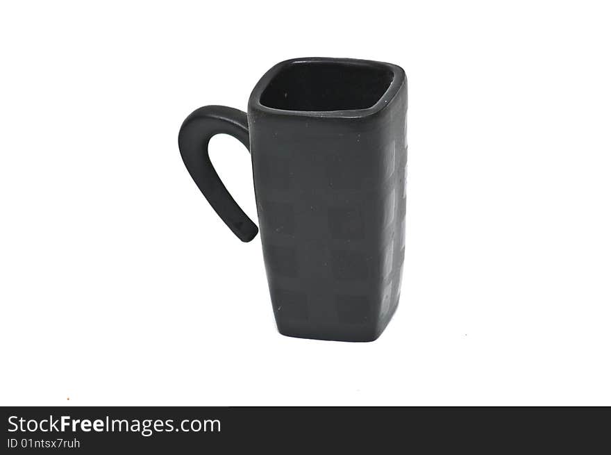 Photo of isolated black coffee cup. Photo of isolated black coffee cup