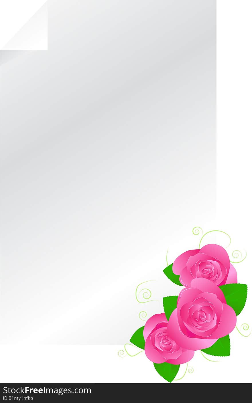 Paper with pink rose template