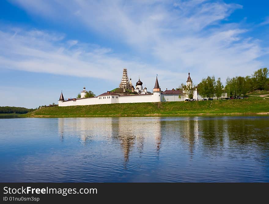 View of the Orthodox monastery, located on the bank of the river