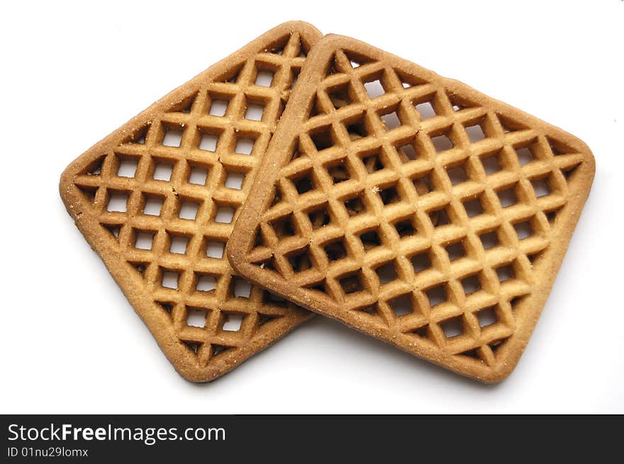 Square cookie on a white background.