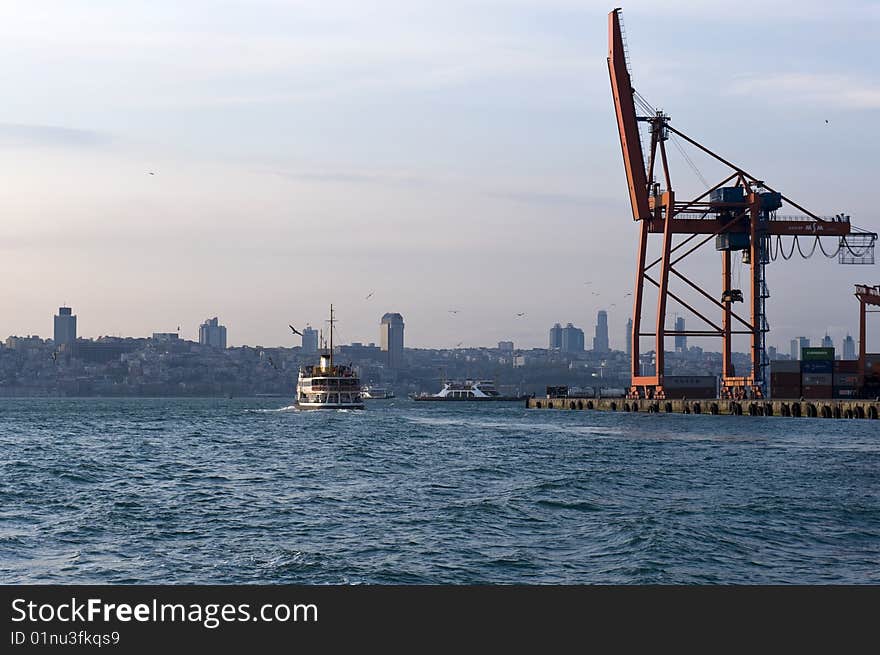 Image of a ship in Bosporus istanbul