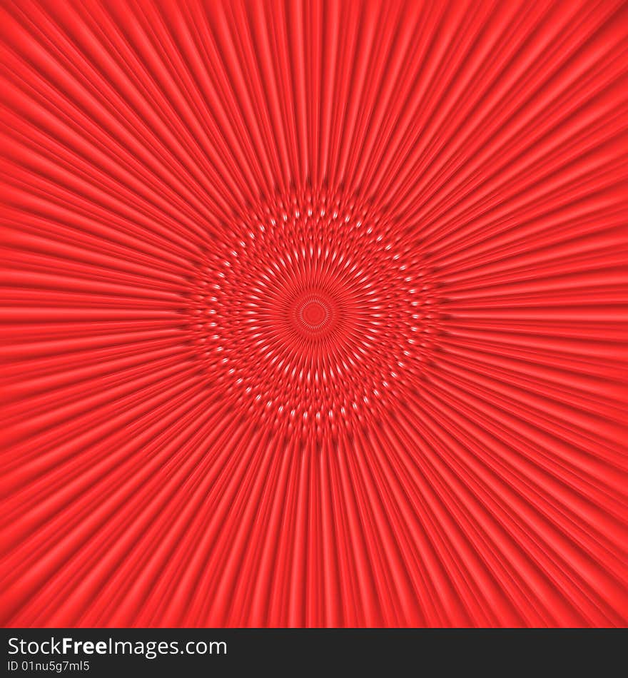 An abstract background.Red rays going out of the circle centre