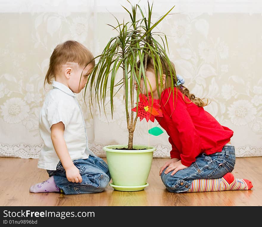 Girl teasing a boy