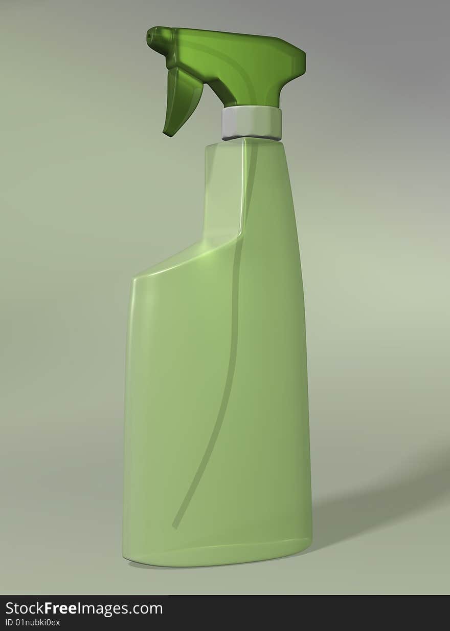 Empty green cleaner spray for windows or furnitures