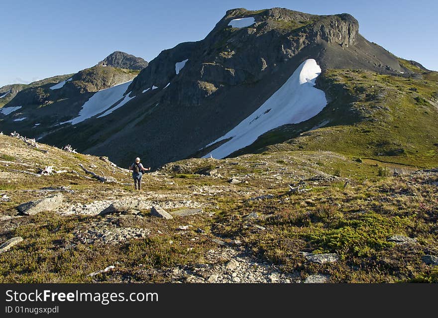 Alpine ridge hiker